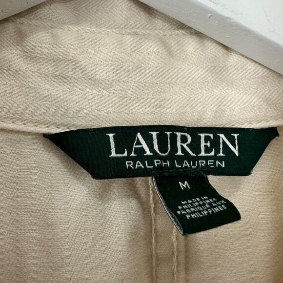 Lauren Ralph Lauren Safari Utility Jacket Beige Cotton Button Front Women’s M - Picture 3 of 9